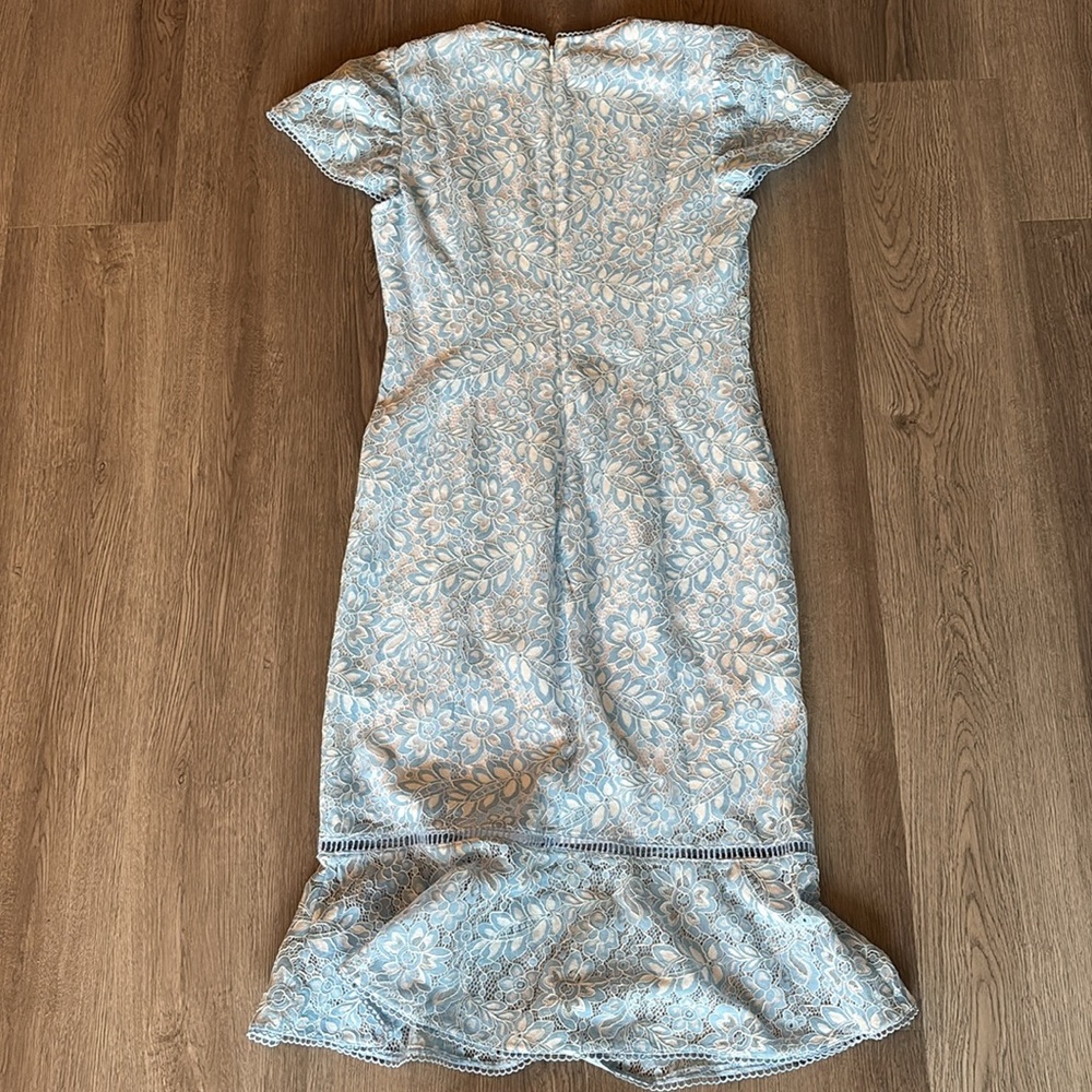 Rachel Parcell Lace Sheath with Ruffle Hem - Celeste Blue Size M - Picture 13 of 16